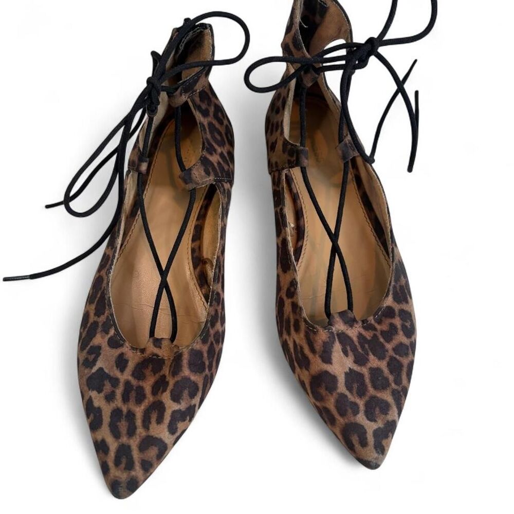 Express Women's Cheetah Animal Print Lace Up Ballet Flats size 7